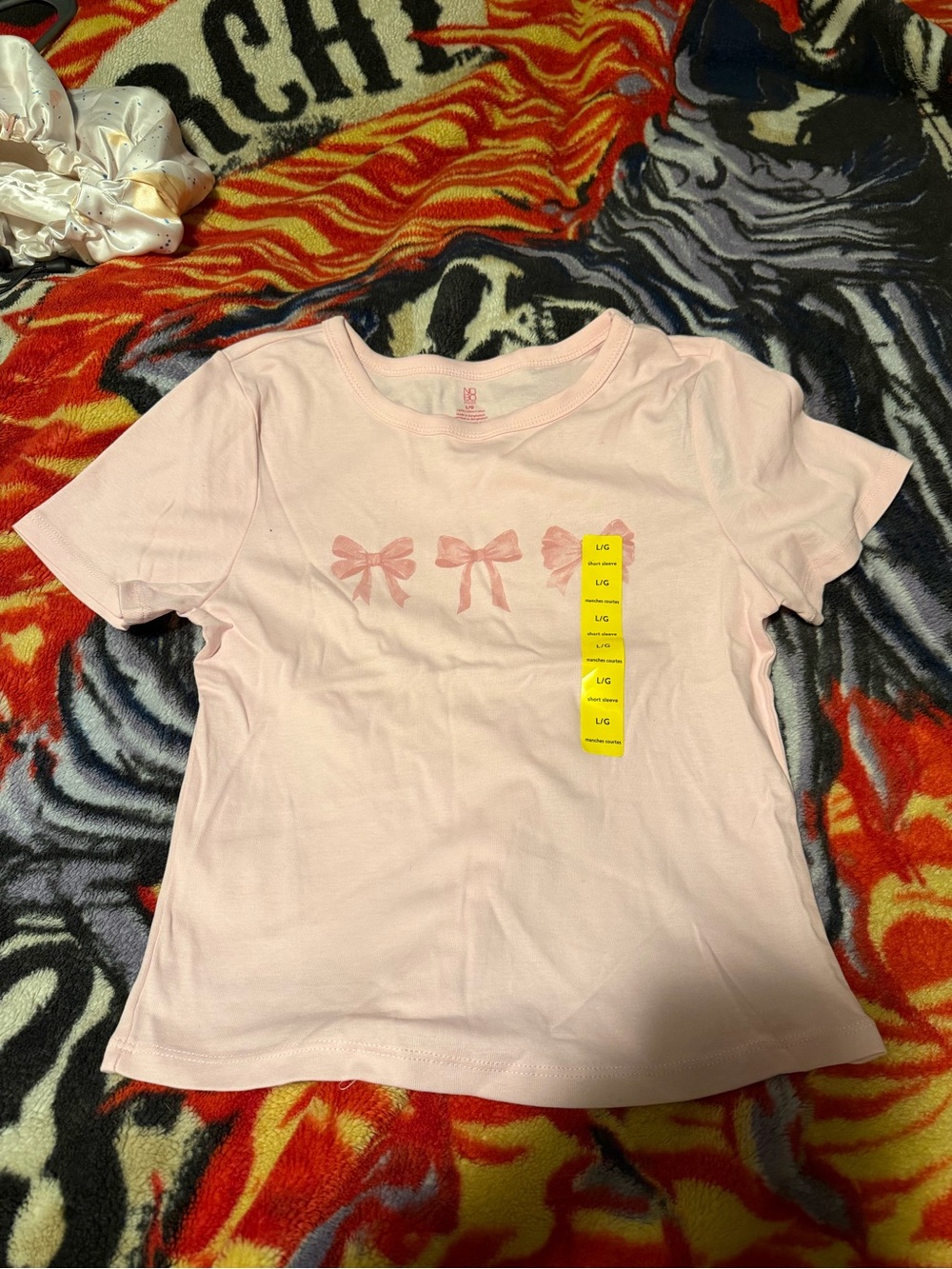 NOBO Light Pink Short Sleeve Tee with Pink Bow Prints